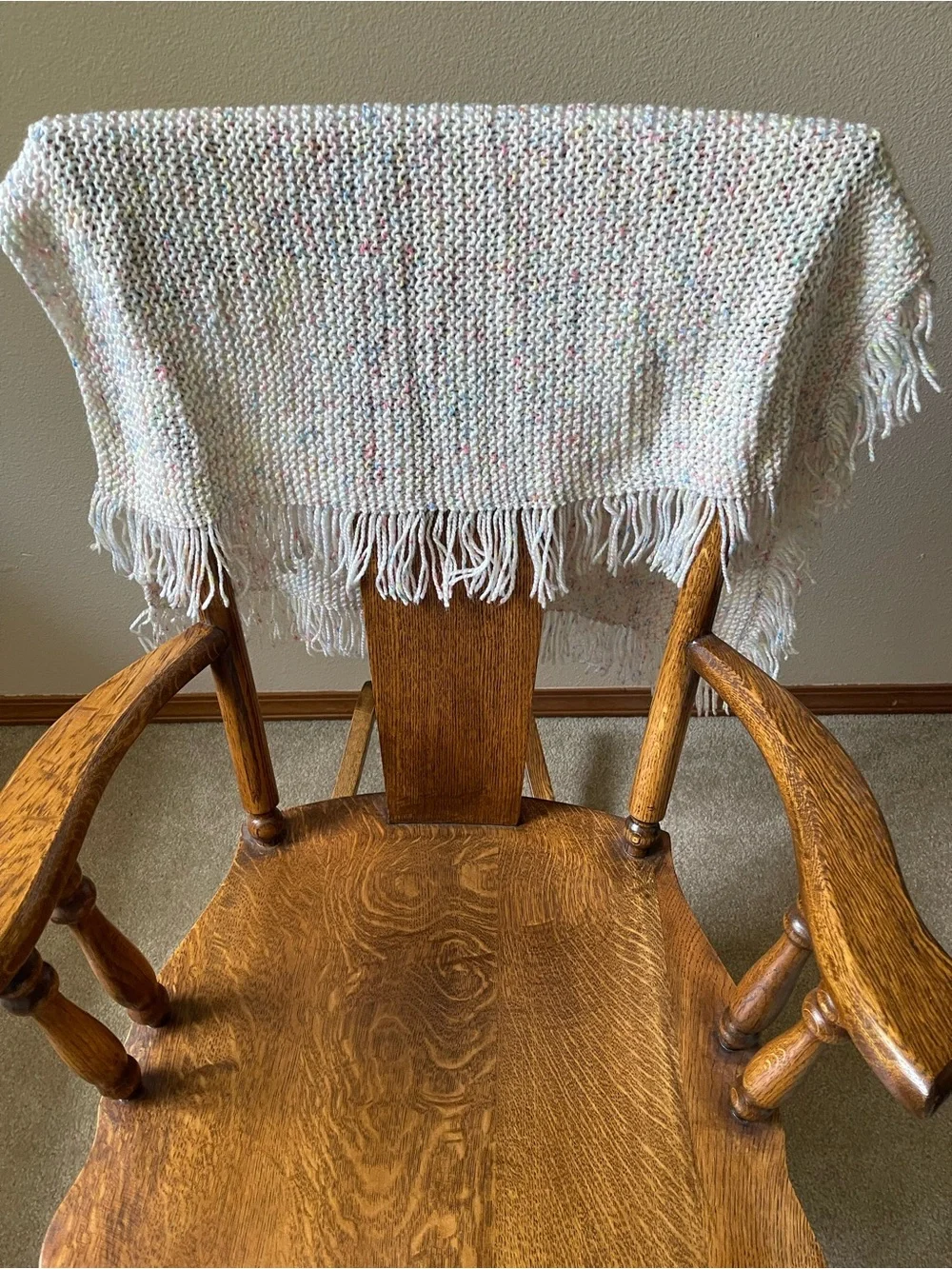 Handwoven Cream Throw Blanket with Multicolor Speckles